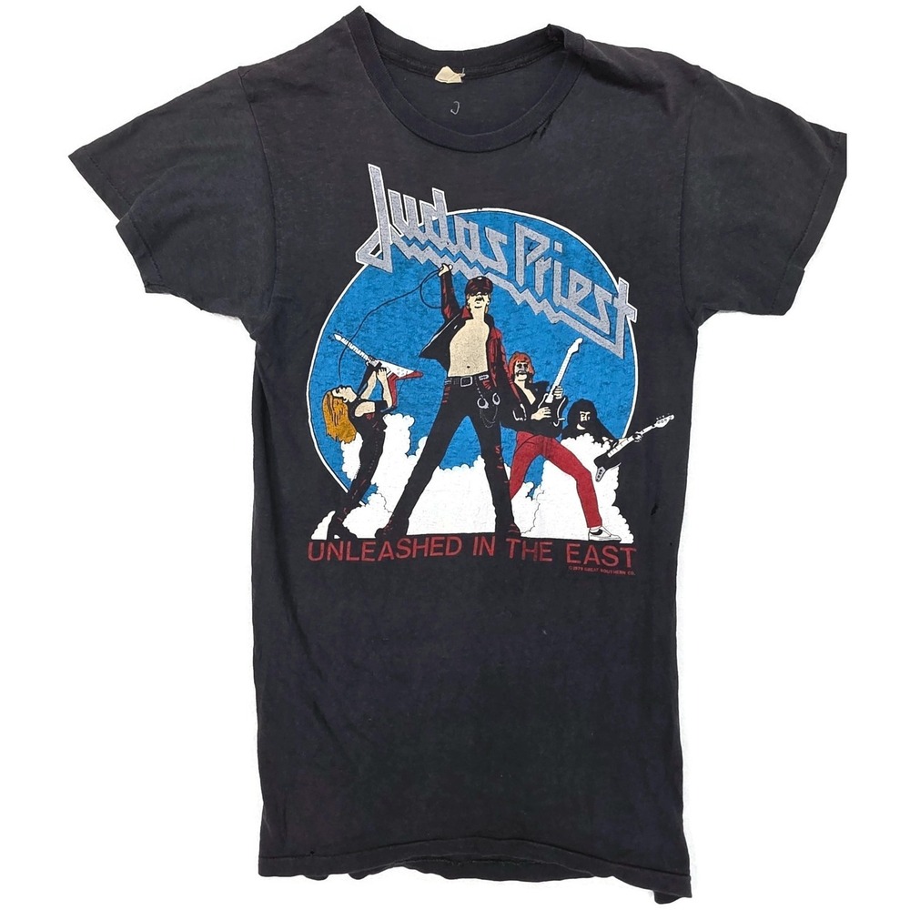 Vintage Judas Priest Shirt Mens Medium‎ Black Unleashed In The East 1979 Japan